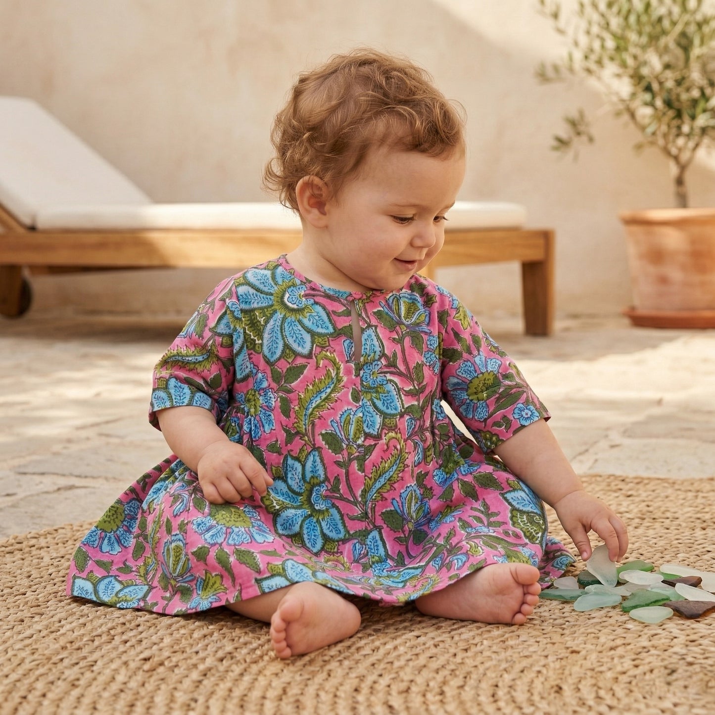 Dahlia dress - neon blue floral