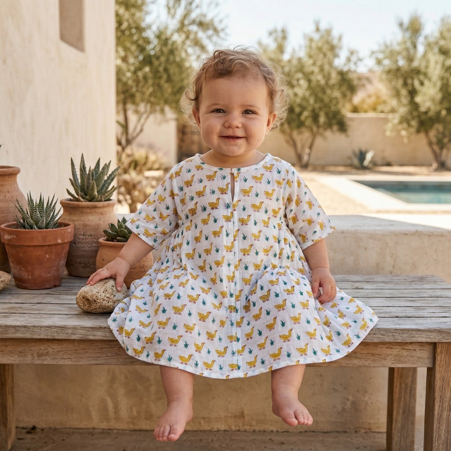 Dahlia dress - Yellow ducks