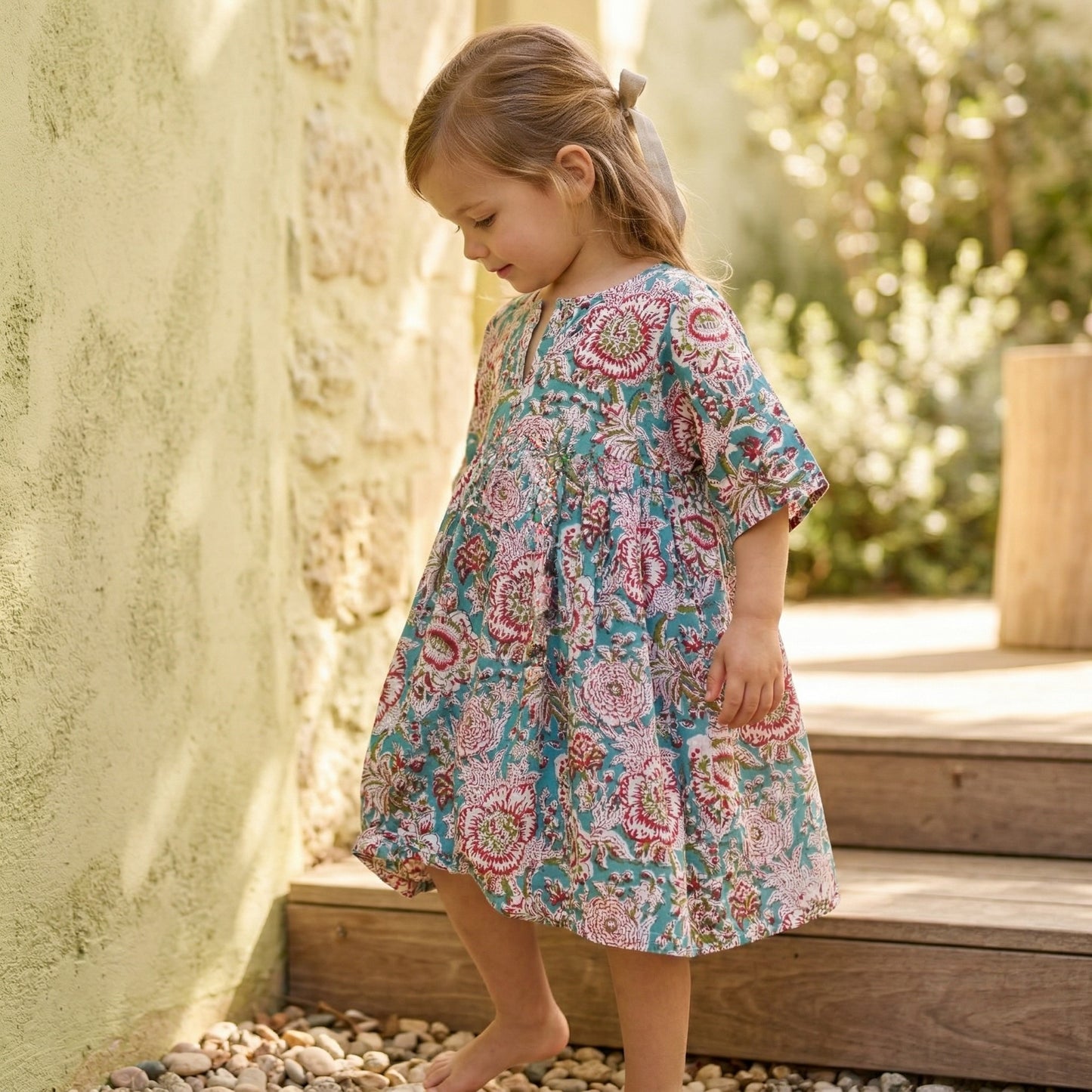 Dahlia dress - Green & red