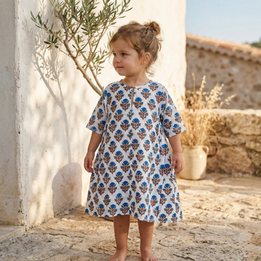 Dahlia dress - Blue Orange