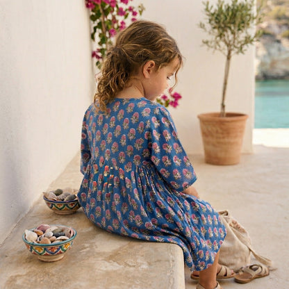 Dahlia dress - Pink on blue
