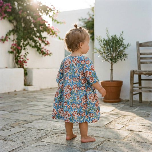 Dahlia dress - Orange Flowers