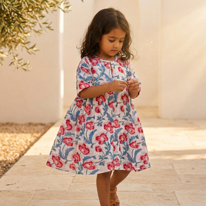 Dahlia dress - Red Flowers