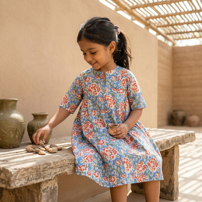 Dahlia dress - Orange flowers