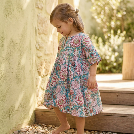 Dahlia dress - Green & red