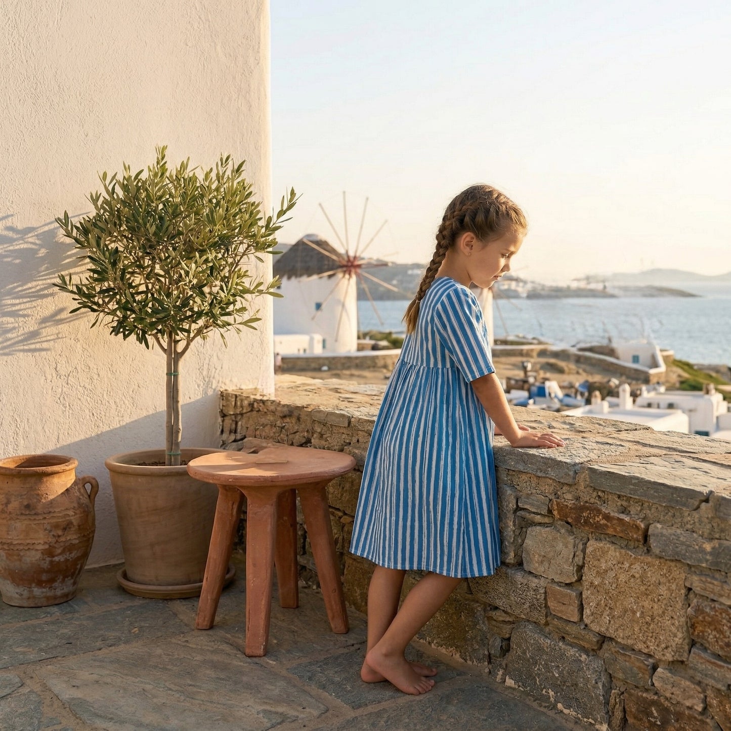 Dahlia dress - Thick blue stripes