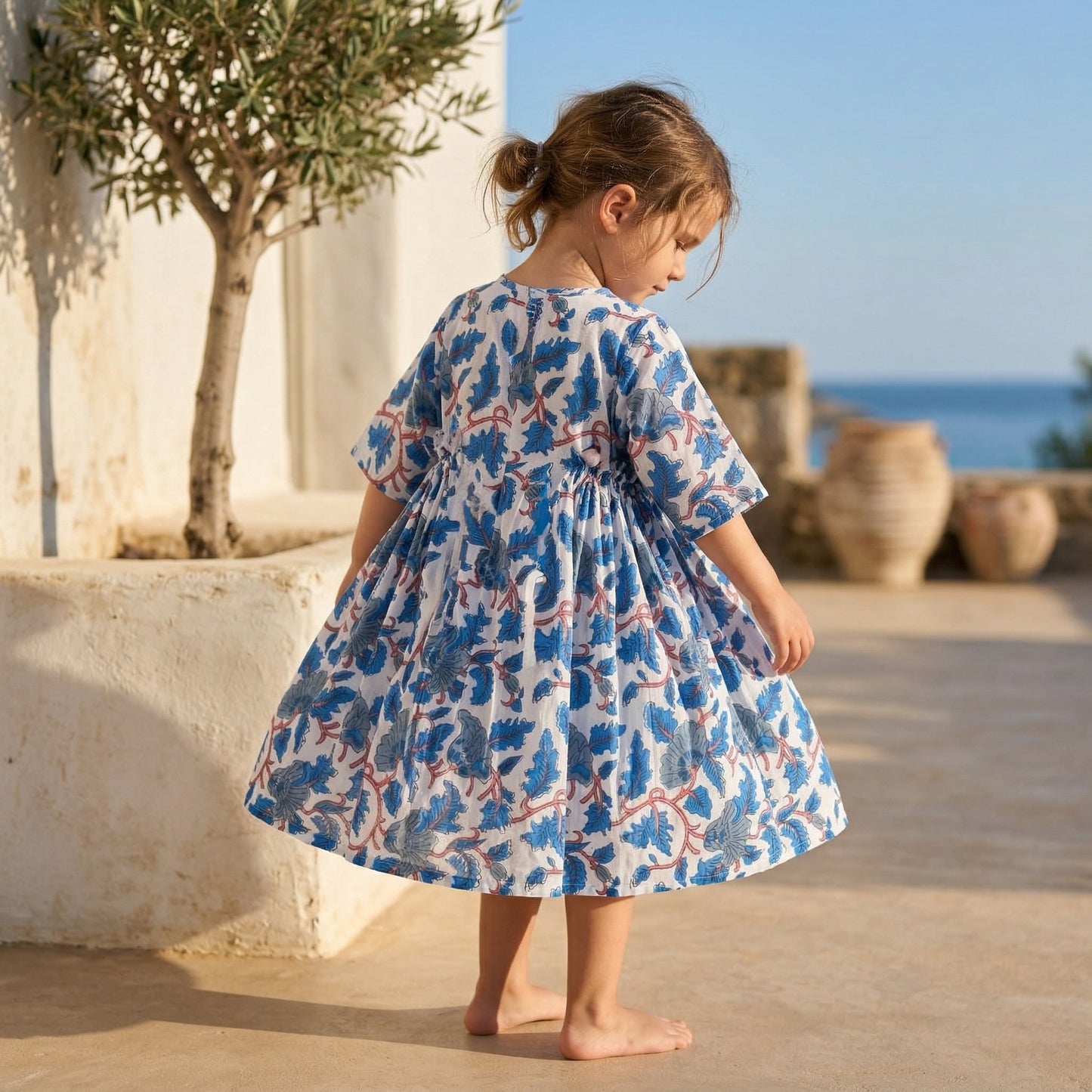Dahlia dress -  Blue Leaves