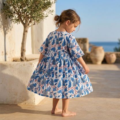 Dahlia dress -  Blue Leaves