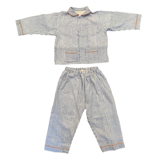 Winter Ginger - Dusty Blue Stripes
