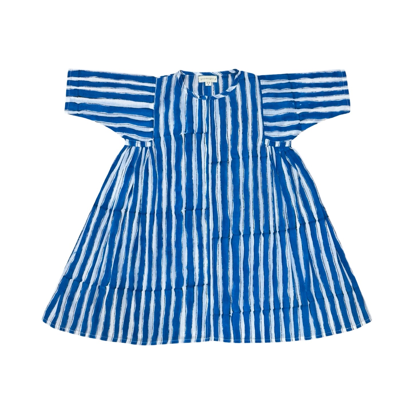 Dahlia dress - Large blue stripes