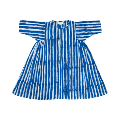 Dahlia dress - Large blue stripes